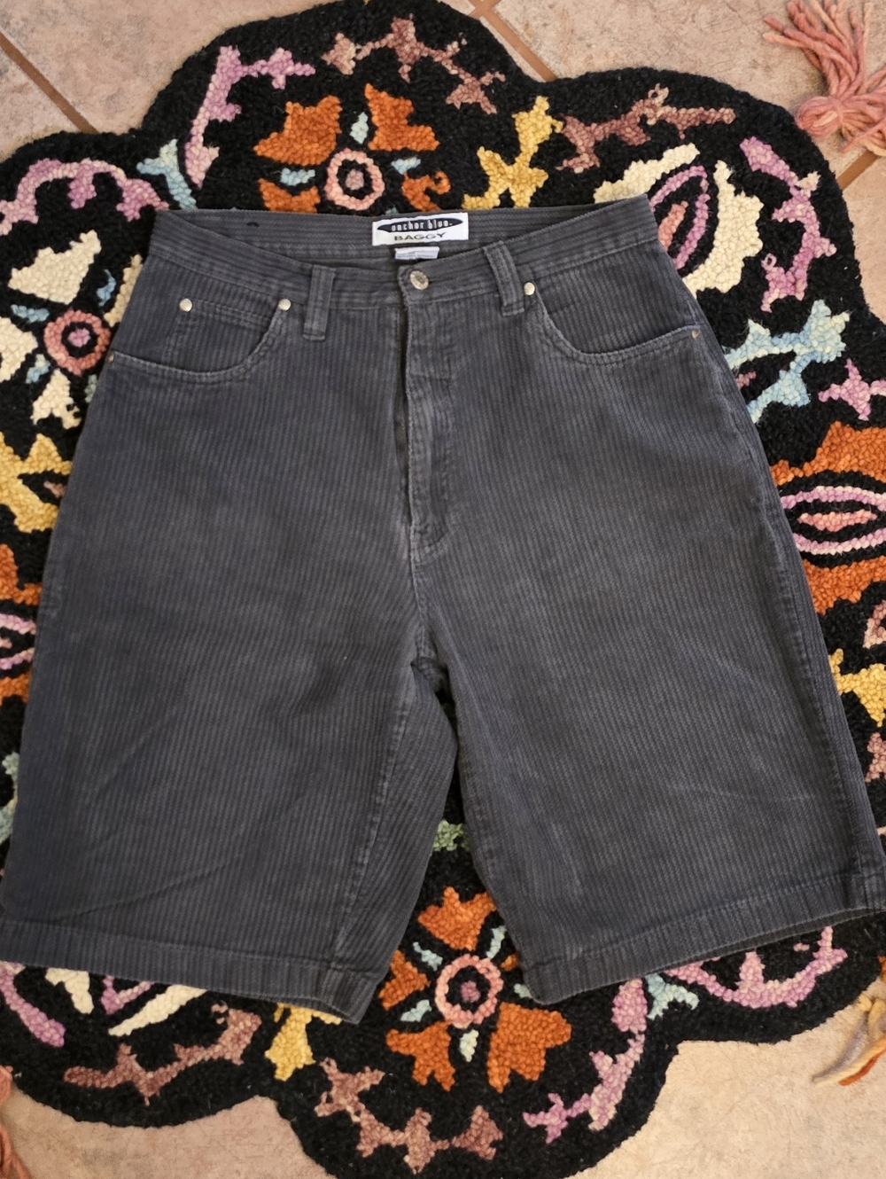 🔥🔥Y2K Vintage Grey Corduroy High-Rise Baggy Bermuda Shorts🔥🔥Size 32